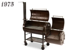 Workhorse Pits 1975 With Upper Rack And Cowboy Firebox -Kitchen Grill Shop 1975 Angled2 Open