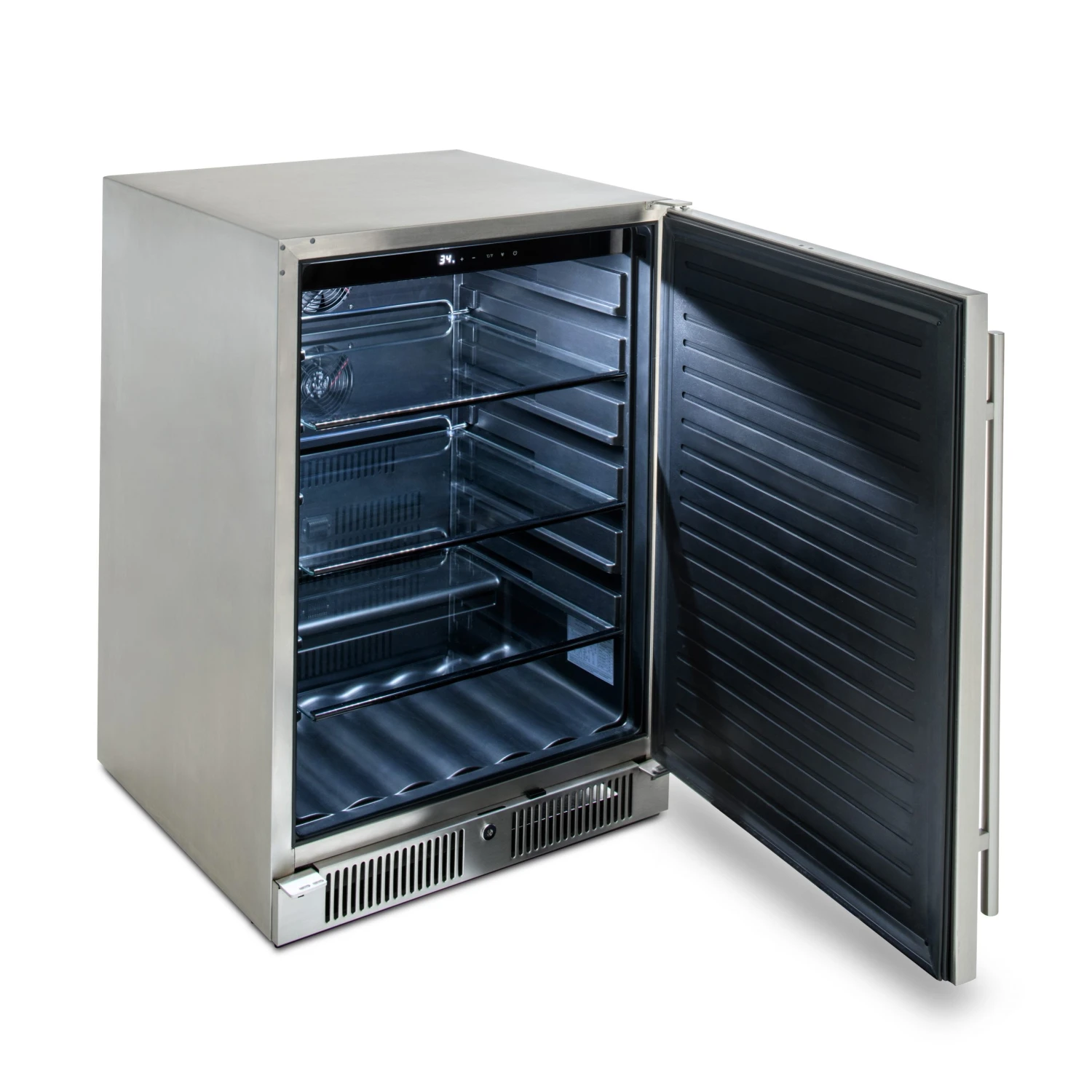 Blaze 24" Outdoor Solid DoorRefrigerator 5.5 CF Blaze 24" Outdoor Solid DoorRefrigerator 5.5 CF -Kitchen Grill Shop 5.2CU angle dooropen scaled 1