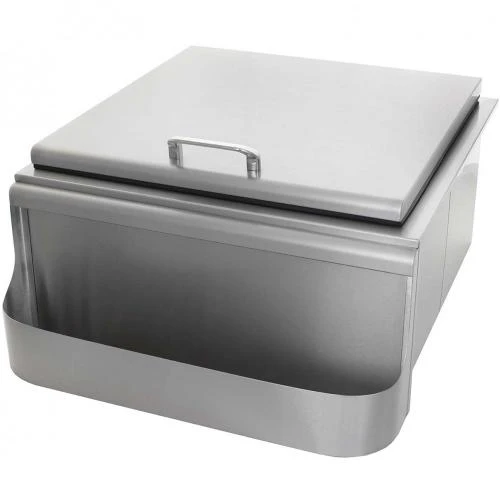 PCM 260 Series 18" Slide-In Ice Bin Cooler W/ Speed Rail & Condiment Holder PCM 260 Series 18" Slide-In Ice Bin Cooler W/ Speed Rail & Condiment Holder -Kitchen Grill Shop BBQGrills Brentwood Series 18 Inch Drop In Ice Bin Cooler with Stainless Lid and Condiment Holders BBQ 260 18DI Closed 500
