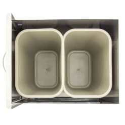 Blaze 20" Roll-Out Stainless Steel Double Trash / Recycling Bin 4 Blaze 20" Roll-Out Stainless Steel Double Trash / Recycling Bin -Kitchen Grill Shop Blaze Recepticial Drawer 09