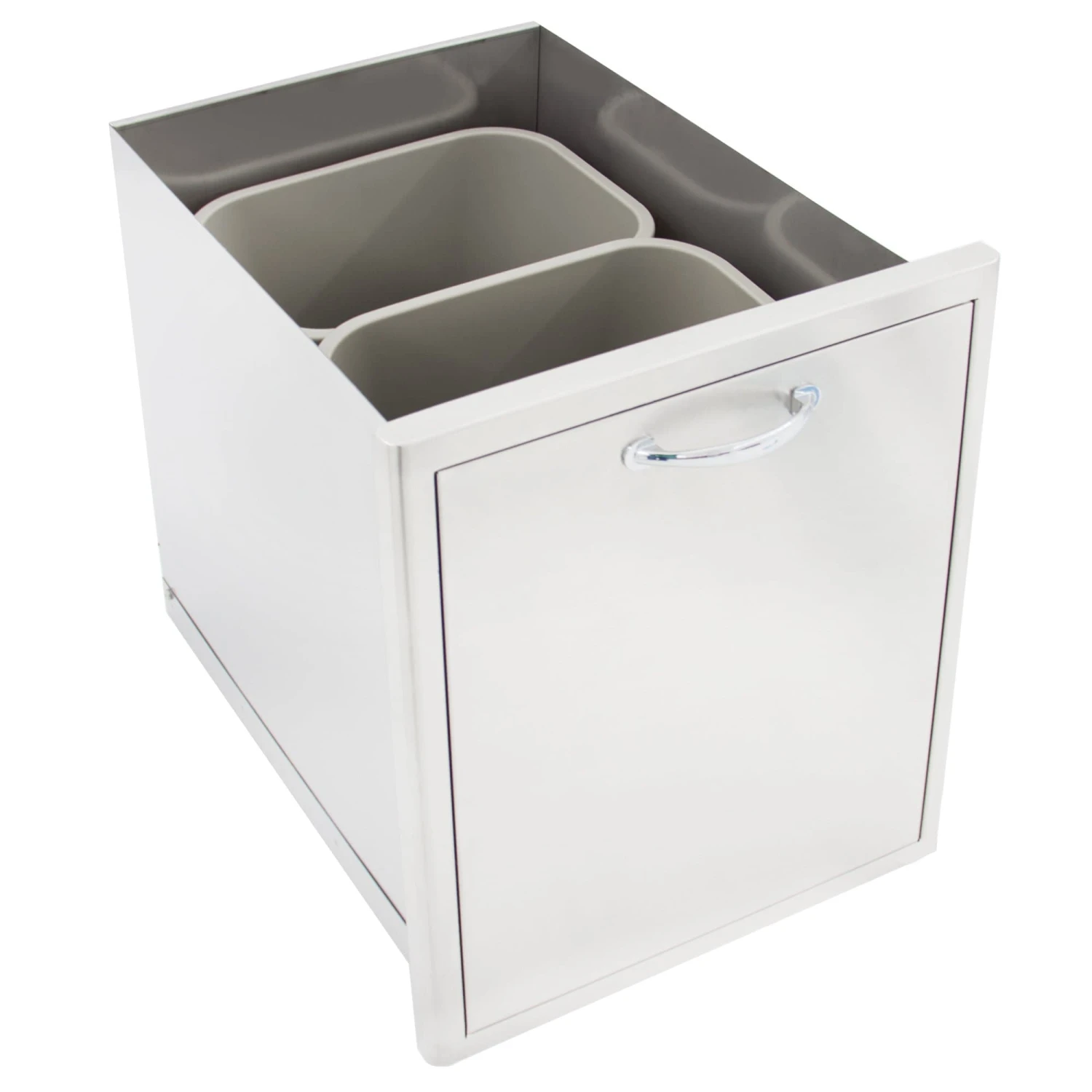 Blaze 20" Roll-Out Stainless Steel Double Trash / Recycling Bin Blaze 20" Roll-Out Stainless Steel Double Trash / Recycling Bin -Kitchen Grill Shop Blaze Recepticial Drawer 10