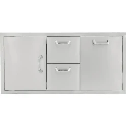 PCM 260 Series 42" Stainless Steel Door, Double Drawer & Roll-Out Trash Bin Combo